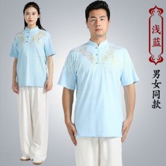 Chinese Cotton Tai Chi Clothing Kung Fu Wushu Martial Arts T-shirt Unisex Summer