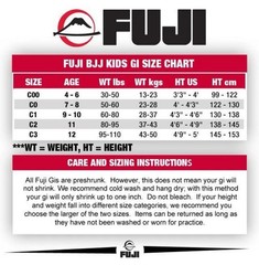 Fuji Kids Youth Boy Girl All Around Brazilian Jiu Jitsu Gi BJJ Uniform Black NEW