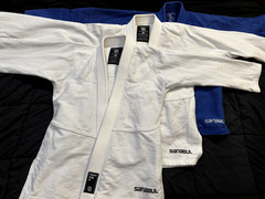 3 Sanabul Size A0 Model Zero Jiu Jitsu BJJ Gi Jacket Tops (White/Blue)