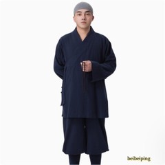 Buddhist Monk Linen Clothes Full Set Kung Fu Suit Meditation Uniforms Summer