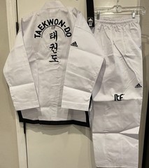 NWT Adidas Taekwondo ITF Black Belt Champion Uniform WH/BK adiTITF02 Sz 180