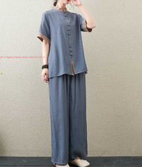 Women Short Sleeves Tai Chi Suit Morning Exercise Uniform Kung Fu Clothes Sets