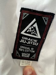 Gracie Jiu Jitsu White GI 0/130 Kids BJJ 100% Cotton + Belt