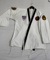 ATA State Champion Johnnie Morris Black Belt Taekwondo Uniform Top White Size