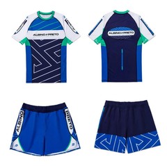 Albino and Preto RNG Comp (Blue) Rash Guard SS Training Short (SET) No Gi Kimono