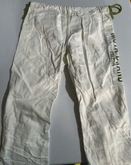 MOYA Brand Performance Pants GI MMA Lace Up Size A0 Cream/Green Fight Gear VGUC