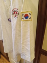 Swift Taekwondo Martial Arts White Top Only Rising Sun Patches Adult Size 3 USED