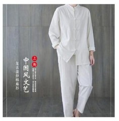 New Women’s Tai Chi Yoga Outfits Set Top+Pants Martial Arts Kung Fu Linen Suit
