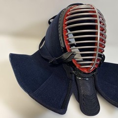Japanese Kendo Men Head Gear Mask Dark Blue Metal Face Guard Armor
