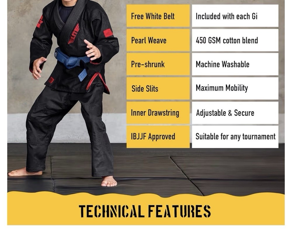 IBJJF Ultra Light BJJ Brazilian Jiu Jitsu Gi for Kids with Preshrunk Fabric Sz 3