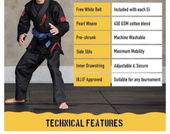 IBJJF Ultra Light BJJ Brazilian Jiu Jitsu Gi for Kids with Preshrunk Fabric Sz 3
