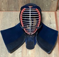Japanese Kendo Men Mask High Quality Navy Deerskin 1 Bu Hand Stitched