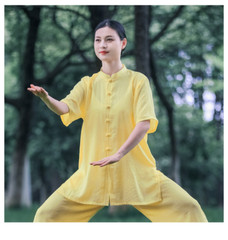 Summer Breathable Short Sleeve Kung Fu Shirts Wing Chun Training Vintage Sport
