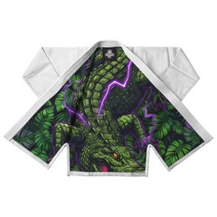 Custom White BJJ Gi Green Dragon Inner Lining | Premium Pearl Weave Jiu Jitsu