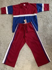 NWOT Century Martial Arts Uniform Blue, Red, & White Youth Size 2 Short Sleeve