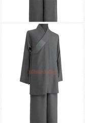 STOCK Buddhist Shaolin Monk Robe Full Set Linen Kung Fu Suit Meditation Uniforms