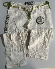 MOYA Brand Performance Pants GI MMA Lace Up Size A0 Cream/Green Fight Gear VGUC