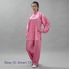 Chinese Women Men Kung Fu Uniform Martial Arts Wushu Taiji Suit Milk Silk