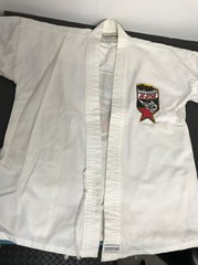 Gi Martial Arts White Child Unisex Kings Academy TaeKwonDo JiuJitsu Sz1/150 Used