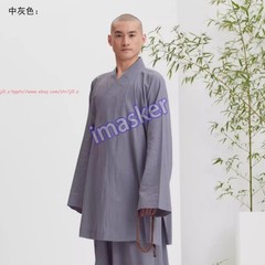 Buddhist Shaolin Monk Robe Full Set Cotton Thin Kung Fu Suit Meditation Uniforms