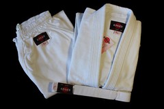 KANKU Bjj gi, Judo Uniform, Single Weave 450 gram White and Blue Jiu Jiutsu
