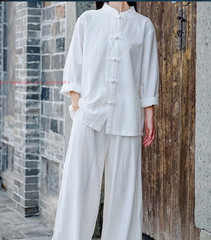 Women Cotton line Tai Chi Suit Kung Fu Uniform Morning Exercise martial arts Set