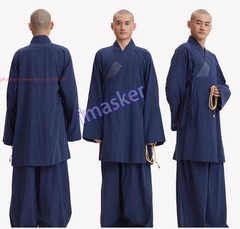 Buddhist Shaolin Monk Robe Full Set Cotton Thin Kung Fu Suit Meditation Uniforms