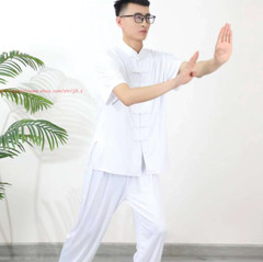 Chinese Style Women Men Milk Silk Kung Fu Uniform Martial Arts Wushu Tai ji Suit