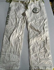 MOYA Brand Performance Pants GI MMA Lace Up Size A0 Cream/Green Fight Gear VGUC