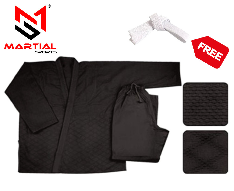 Martial Sports Single Weave Judo Uniform – Black – Free Belt – Free Shipping