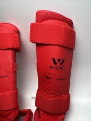 WESING Karate shin and Instep Guard Karate Gloves Approved by WKF red Size Small