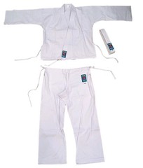 R.E.I Martial Arts Uniform Set Karate Taekwondo Jacket Pant Belt White Sz 00 Kid