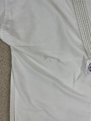 Taekwondo Uniform Mens Size 48 Relaxed Fit V-Neck Side Slit Drawstring White