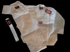 KANKU Taekwondo Uniforms White Color 10 Oz, white V neck black V neck white belt