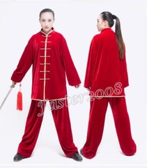 Chinese Velvet Wushu Kung Fu Taichi Uniform Martial Art Clothes Set Wing Chun