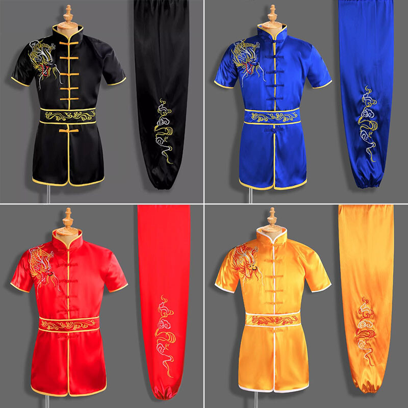 Silk Chinese Kung Fu Tai Chi Uniform Martial Arts Suit Outfit Dragon Embroidery