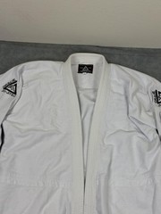 Gracie Jiu-Jitsu Gi Jacket Kimono Top M Medium White Mens 100% Cotton Jiu Jitsu