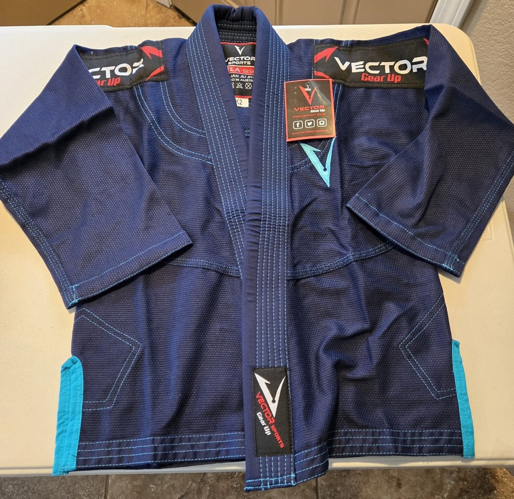 New Vector Sports Gear Attila Series Blue Brazilian Jiu Jitsu Gi Suit K2 Kids