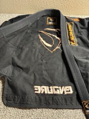 Edure Sport BJJ Gi Jiu Jitsu Uniform Set Mens A3/XL Black Martial Arts Fightwear