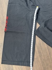 Martial Arts Training Pants Black Red Embroidery Drawstring Size 7-8 Used_ LOT 2