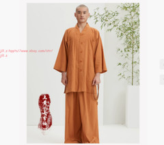 New Cotton Shaolin Monk Robes Kung fu Uniform Buddhist Meditation Tai chi Suit