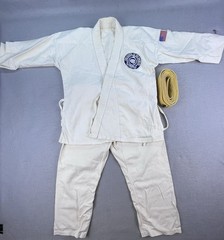 Vtg 70s Kim School Of Tae Kwon Do Double Weave Karate Dogi Shirt Belt & Pants