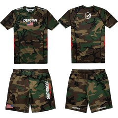 Shoyoroll x Defcon Camo Rash Guard SS & Training Fitted Shorts Bjj No Gi MMA Set