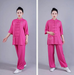 Summer Women Cotton Tai Chi Uniform Kung Fu Suit Martial Arts Wing Chun Clothes
