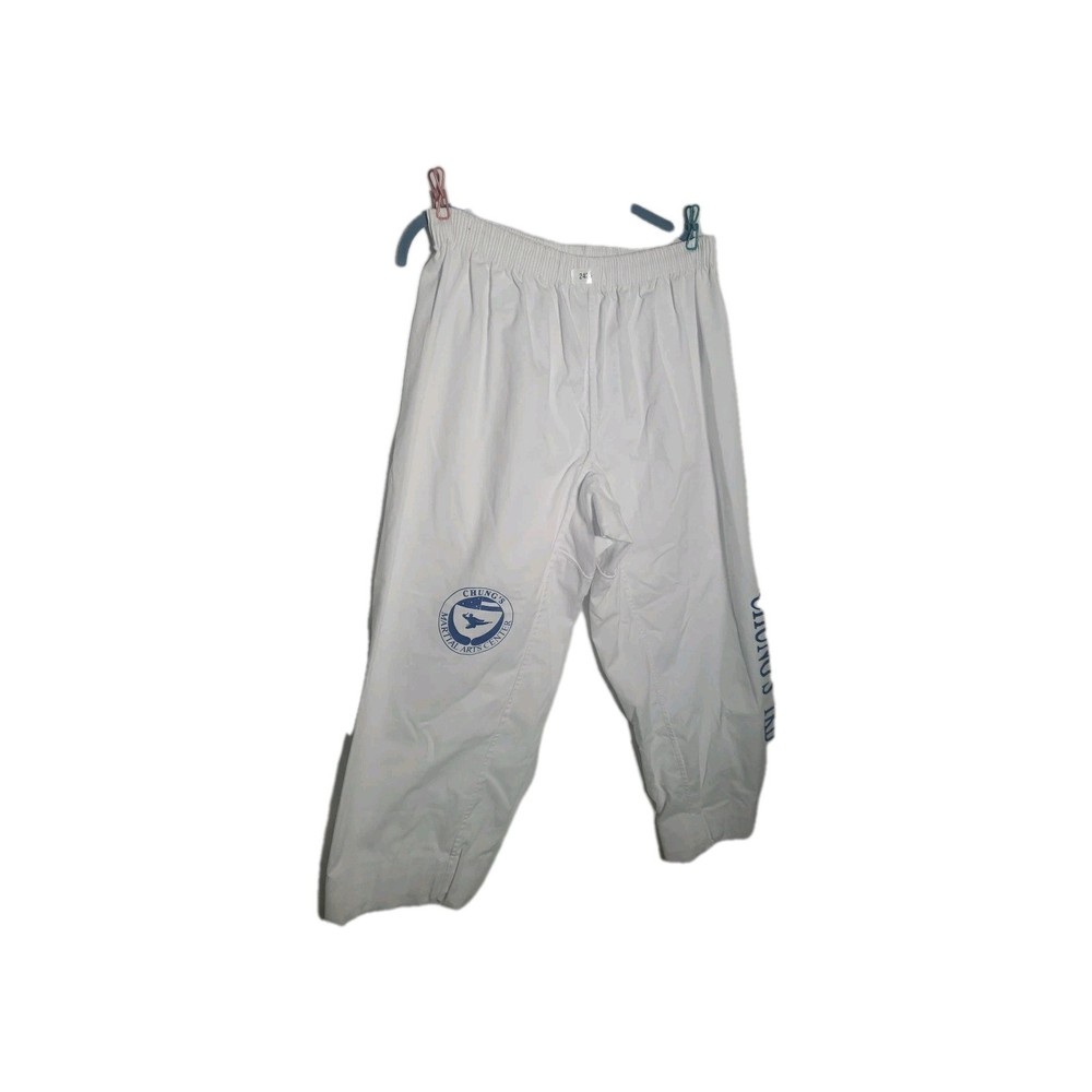White Martial Arts Kids Pants Size 8 Drawstring Wide Athletic