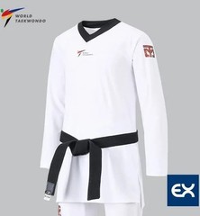 Mooto Extera Pro 2 Men’s Taekwondo Uniform M White/Black V-Neck -Size(M)/(160)