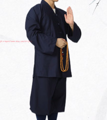 High Quality Casual Suits Buddhist Monk Religion Sets V-Neck Shirt+Pant Uniform