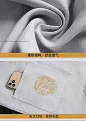 Mens Retro Tang Suit Hanfu Summer Chinese T-Shirt+Pants Sets Tai Chi Embroidered