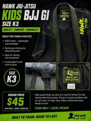 Hawk Jiu-Jitsu Kids Unisex BJJ Gi Set K3 Black/Green Jacket & Pants