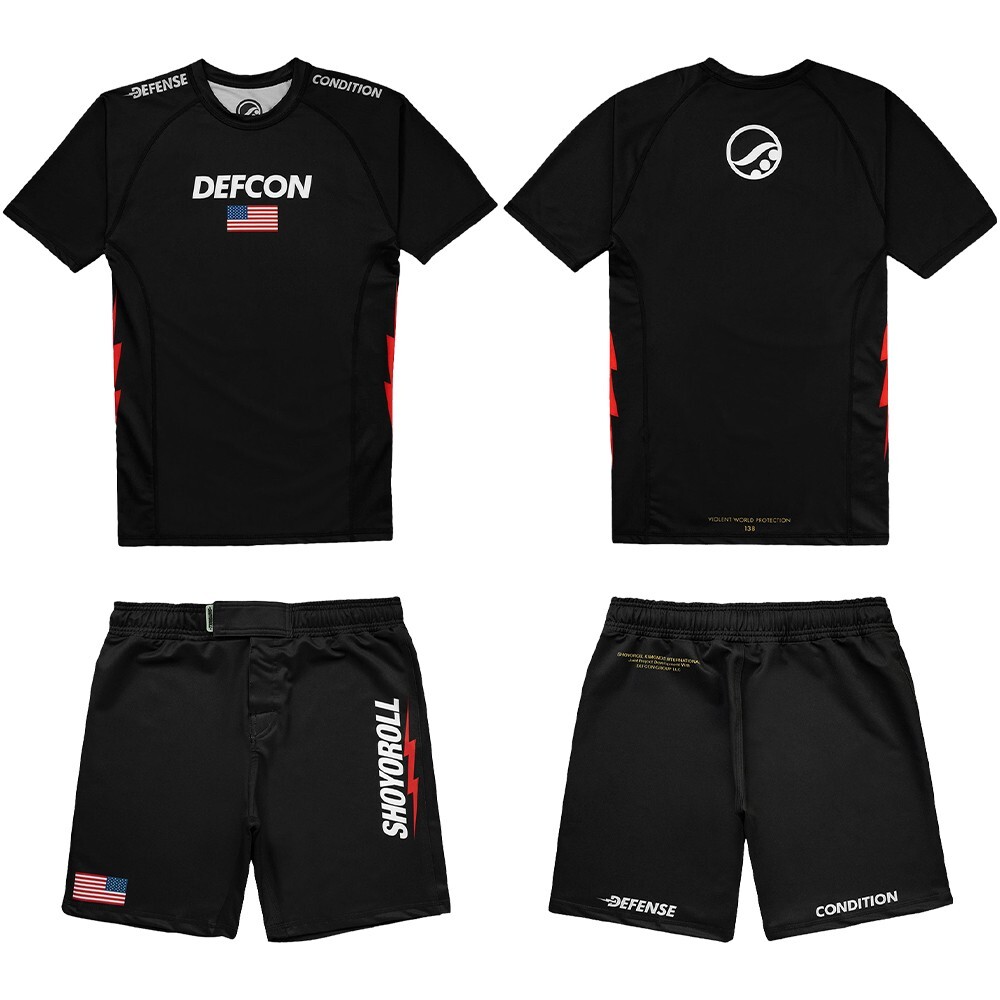 Shoyoroll Defcon x Shoyoroll Rash Guard SS & Training Fitted Shorts JiuJitsu Set